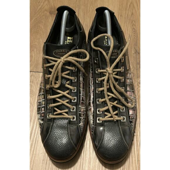 Harris Firenze 2817 Men's Handmade Italy Dress Sneakers Crocodile Print - 9.5 - Picture 4 of 10